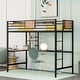 preview thumbnail 4 of 13, Twin Metal Loft Bed with Shelves, 2 built-in ladders and Desk, Black