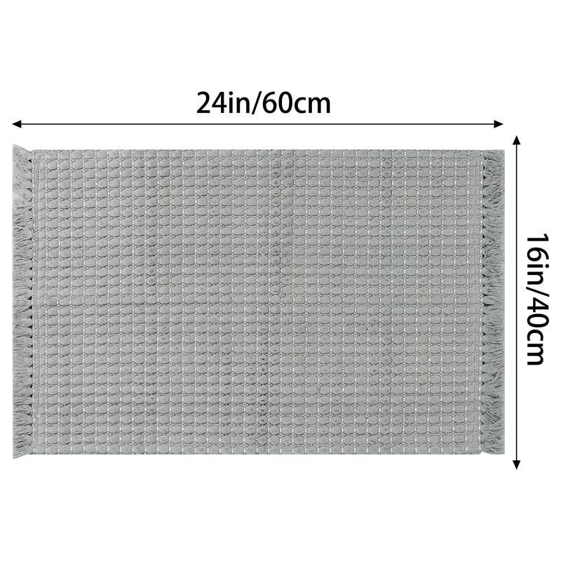 Boho Bathroom Rug, Woven Tecture Rug for Bedroom Throw Rug with Fringe