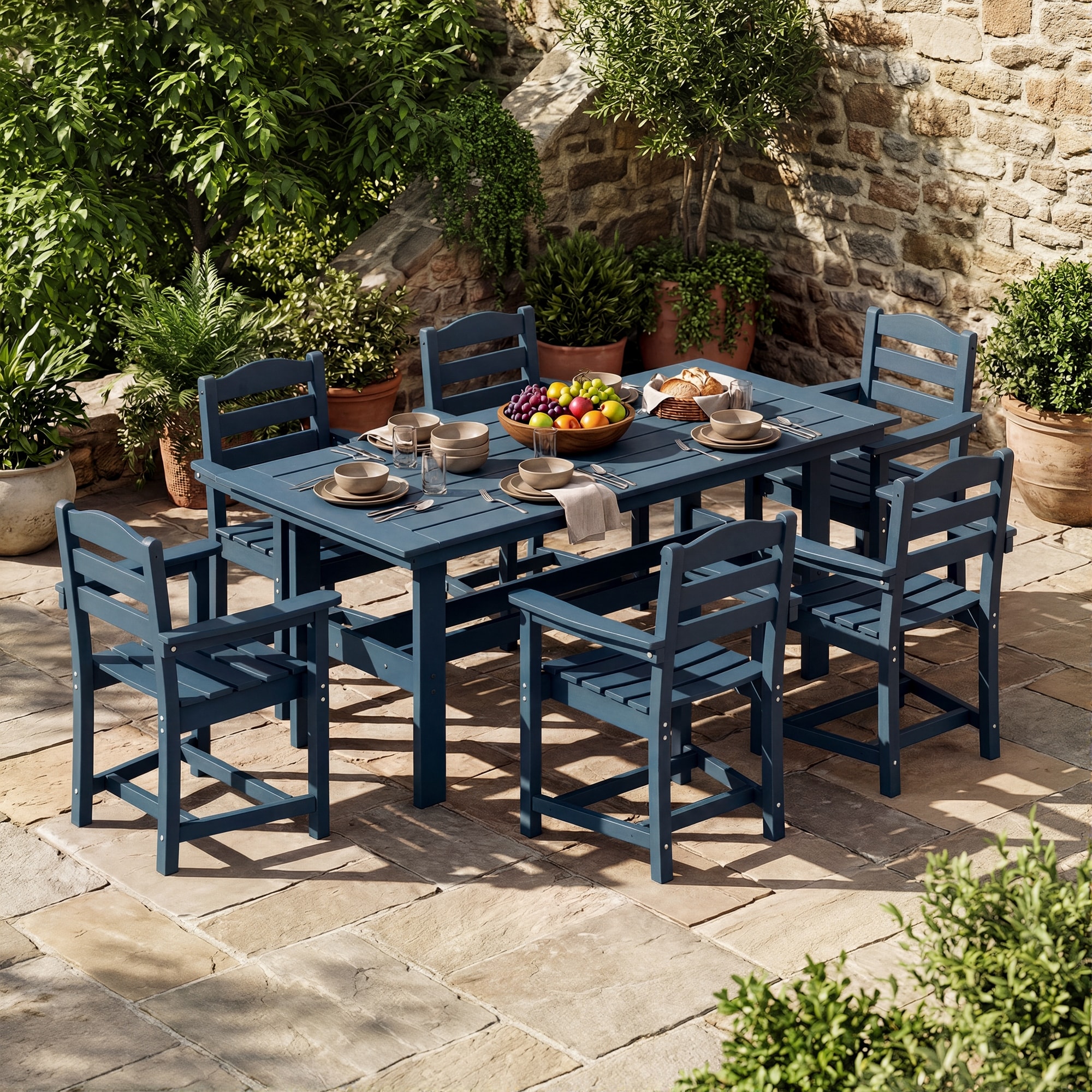 Outdoor Patio Dining Set Bistro Sets HDPE Furniture, All Weather Backyard Poolside Deck Dining Set