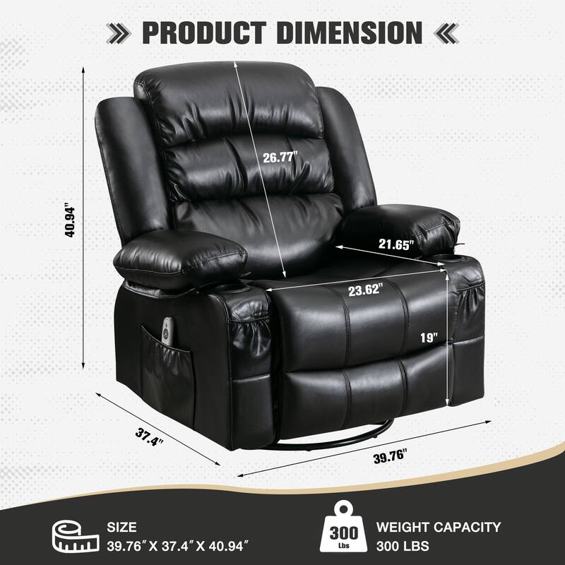 Massage Swivel Rocker Recliner Chair with Heat and Vibration for Ultimate Relaxation