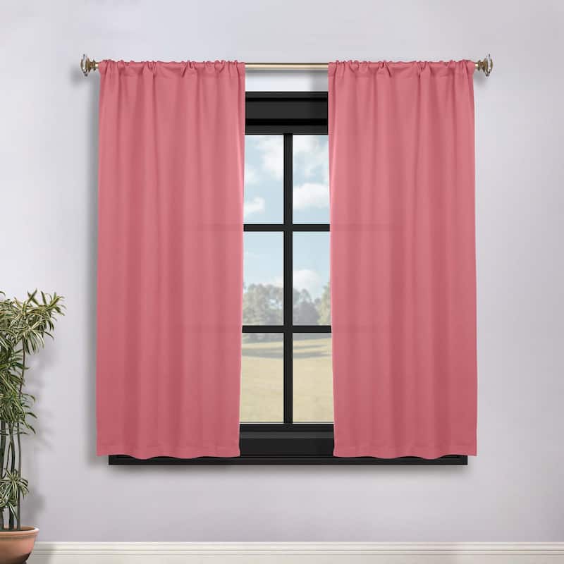 Superior Solid Machine Washable Room Darkening Semi-Blackout Curtains, Set of 2
