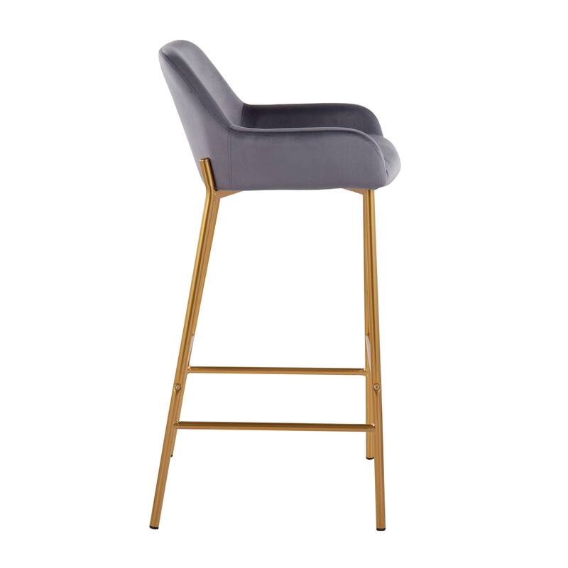 Silver Orchid Galotti Gold Fixed-Height Upholstered Bar Stool - Set of 2