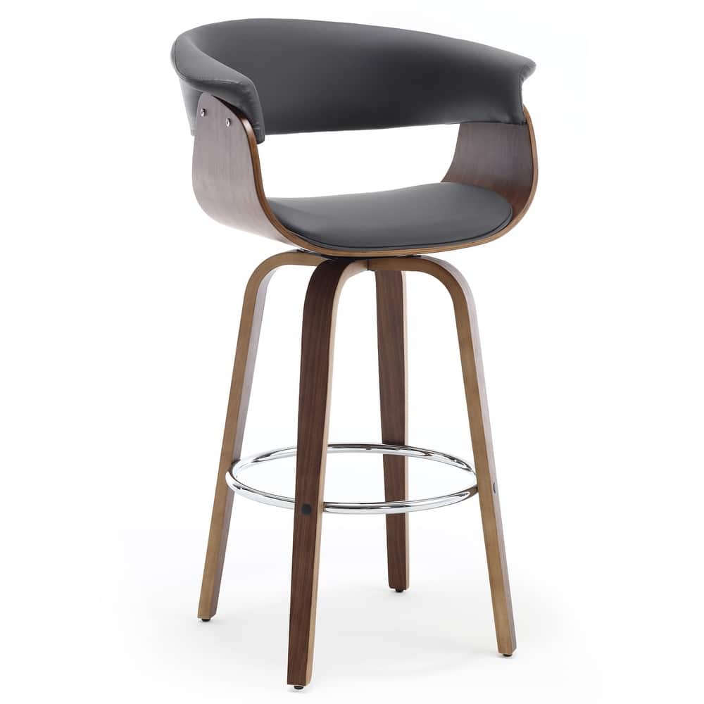26"/29" Faux Leather Swivel Bar Stools, Wood Counter Stool