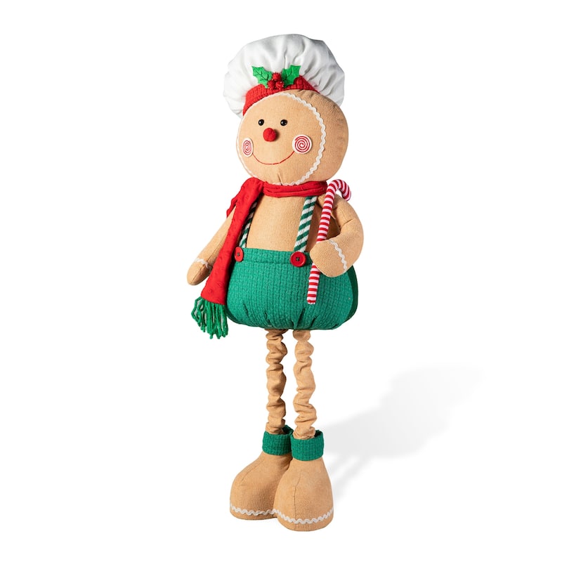 Glitzhome 39"H Telescoped Fabric Christmas Gingerbread Man Home Decor