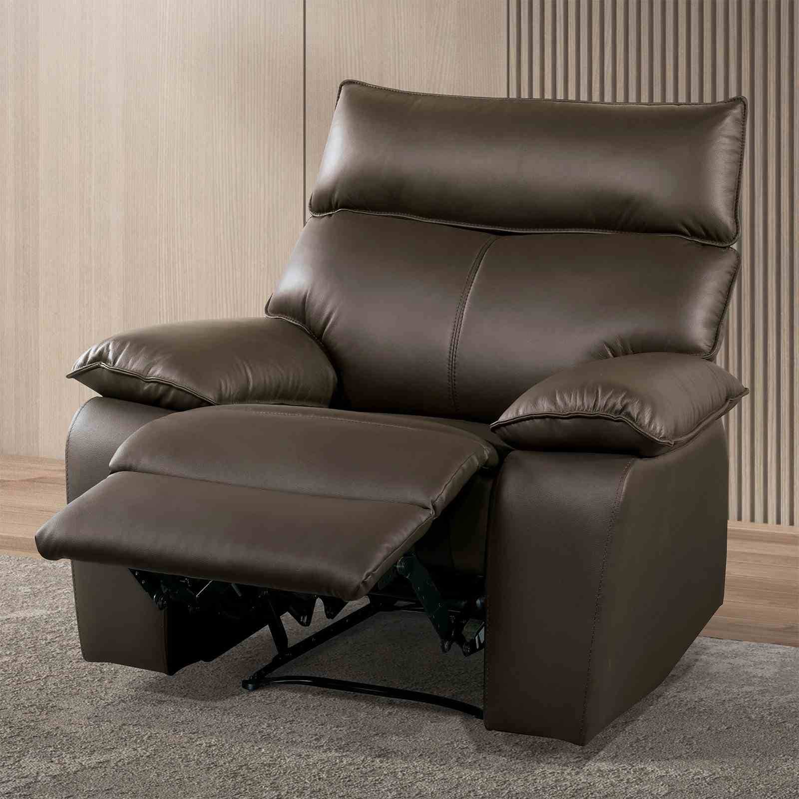 Contemporary Brown Finish Reclining Chair 1pc Pillow Top Arms
