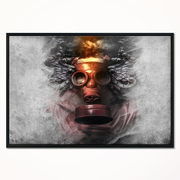 Designart Toxic Man In Mask Abstract Portrait Framed Canvas Print Overstock 18952934