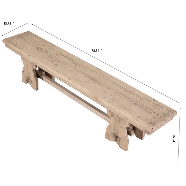 Approx.79 inchesRustic Trestle Base Elm Bench Weathered Natural - Bed ...