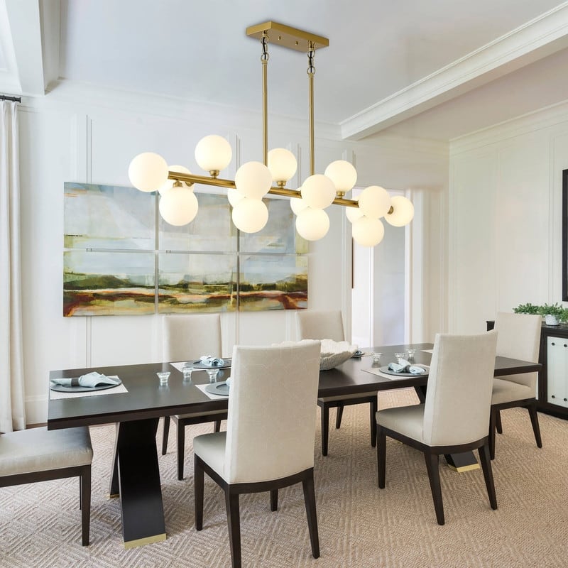 Bubble Sputnik Chandelier Modern Linear Chandelier with Globe Glass Shades