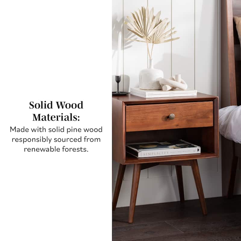 Middlebrook Mid-Century Solid Wood 1-Drawer Nightstand, Set of 2
