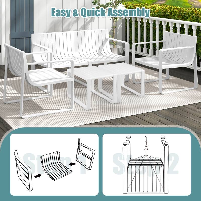 Costway Patio Chairs Set of 2/4 Weather-resistant Plastic Outdoor