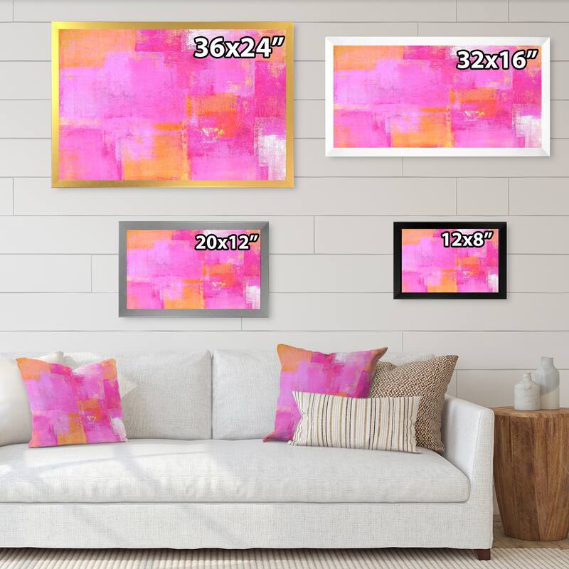 Designart "Pink And Orange Colorfields II" Modern Framed Art Print