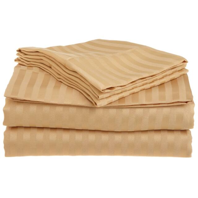 Superior Striped Wrinkle-resistant Deep Pocket Bed Sheet Set