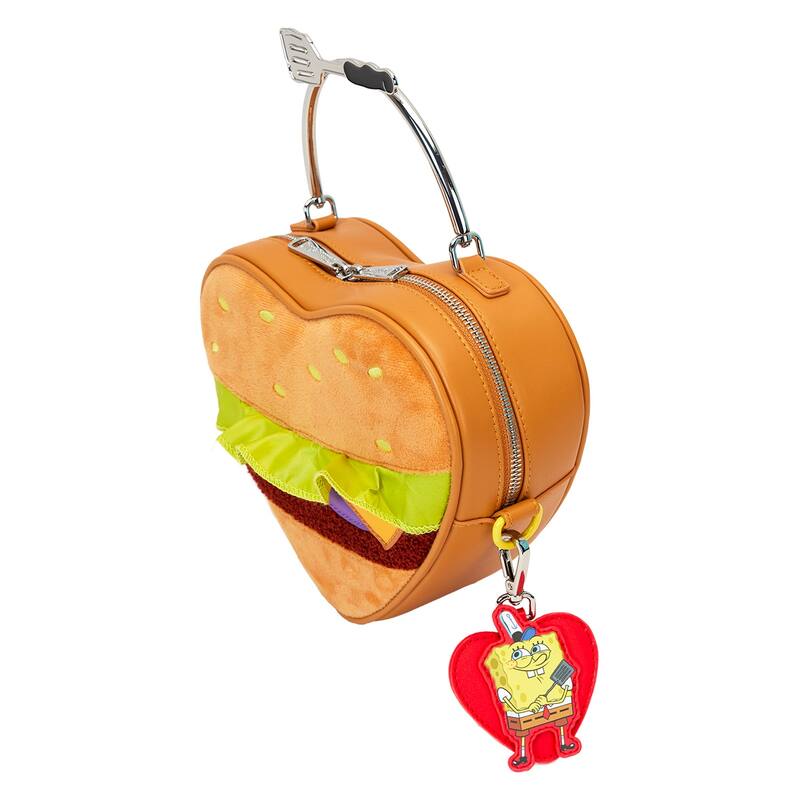 Spongebob Squarepants Krabby Patty Plush Heart Figural Crossbody Bag