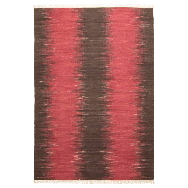 ECARPETGALLERY Flat-Weave Ankara FW Burgundy Wool Kilim - 5'4 x 7'10
