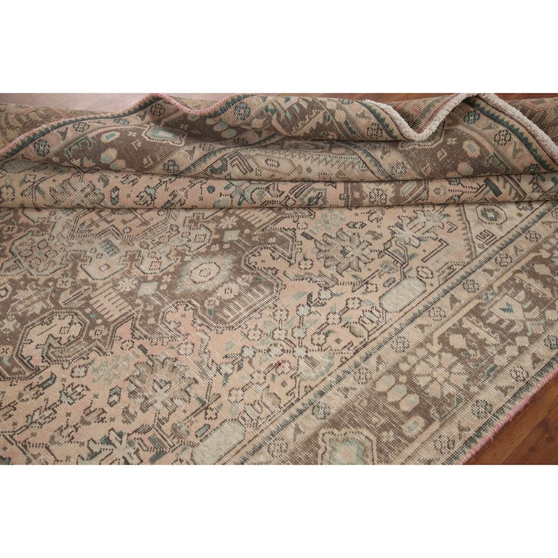 Hand Knotted Oriental 100% Wool Carpet Traditional Medallion Peach Tabriz Area Rug - 9' 8'' X 6' 4''