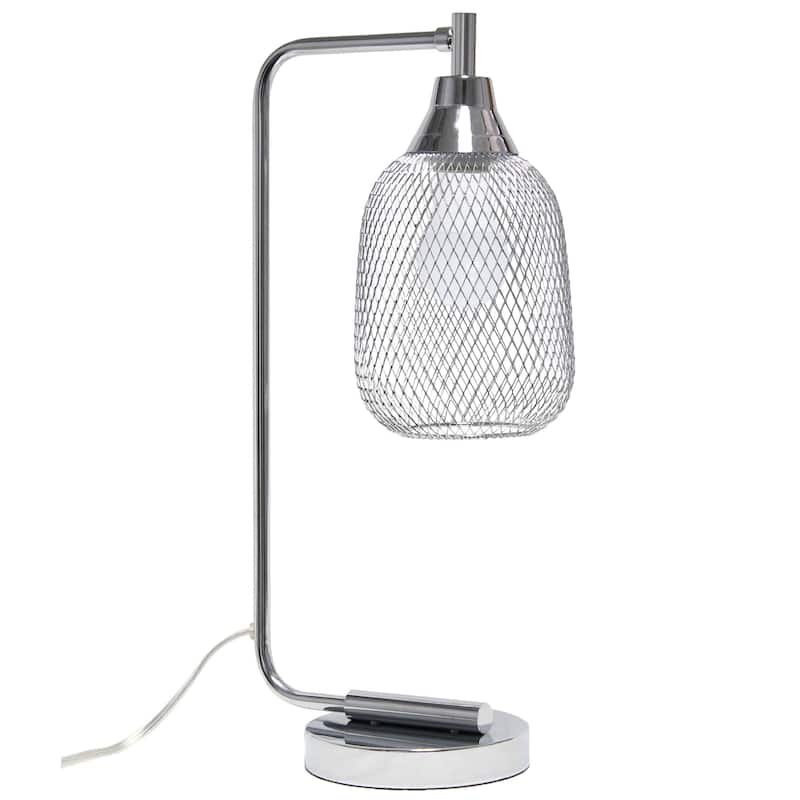 Desk Lamp with Mesh Wire Shade - 19" - Chrome Finished