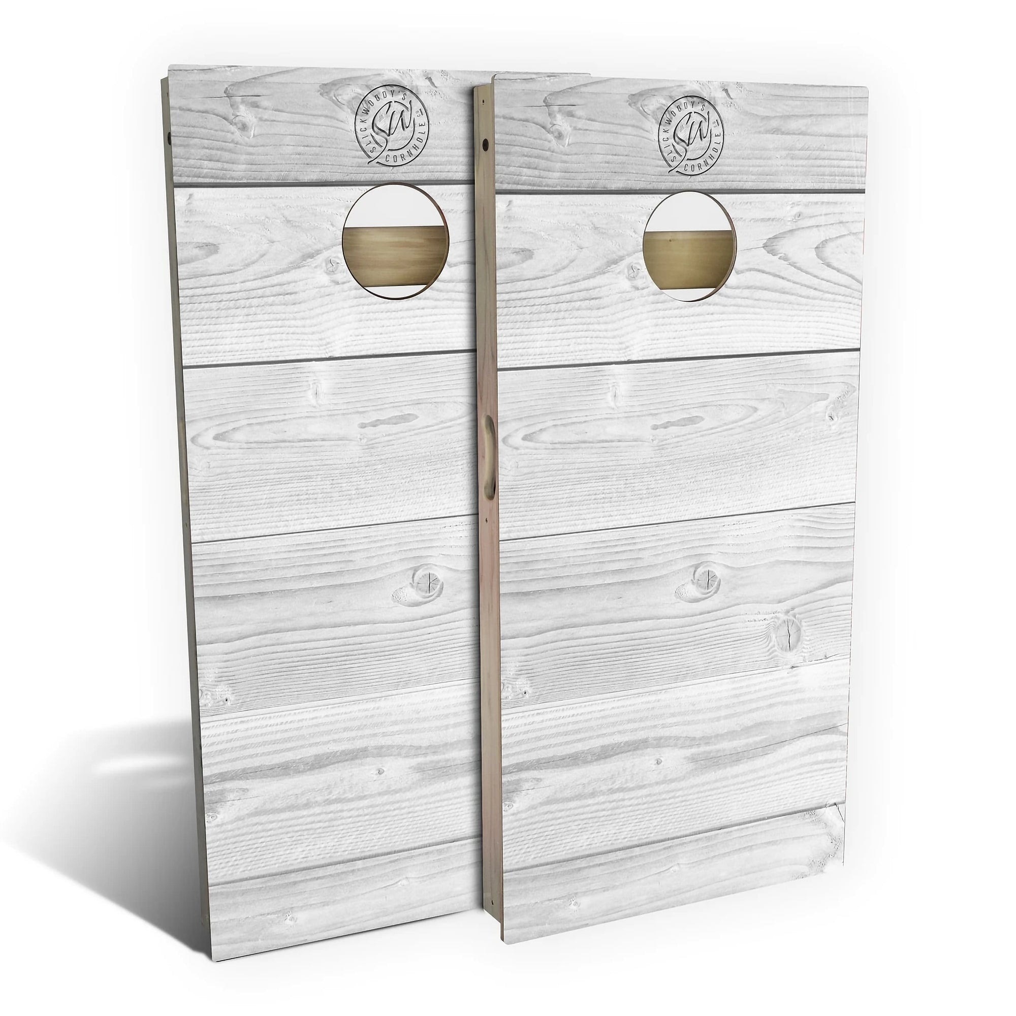 Rustic White Wood Outdoor Cornhole Board Set
