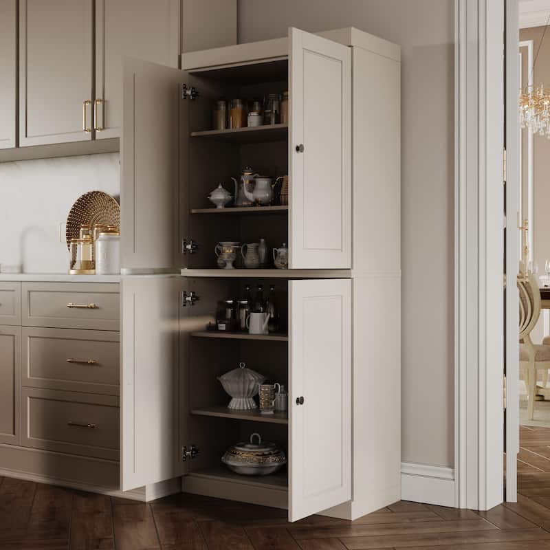 Palace Imports 100% Solid Wood Pantry Cabinet, Raised Panel Doors, Adjustable Shelves, 32" Wide, 71.5" Tall - 32" x 71.5"