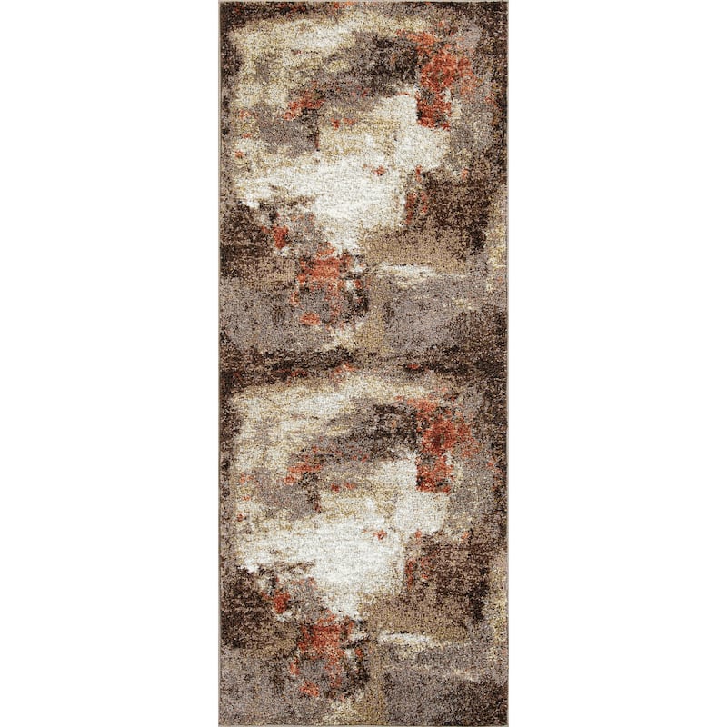 Olympia Collection Brown/Beige Abstract Design Area Rug