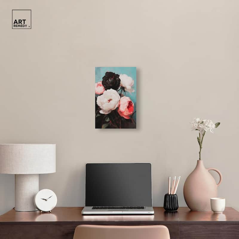 Three Shades of Peony III Canvas by Art Remedy, Gallery Wrapped