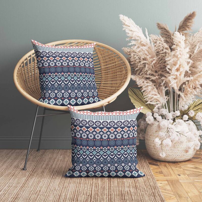 Shape Synergy Faux Suede Reversible Throw Pillow Blue and Cyan