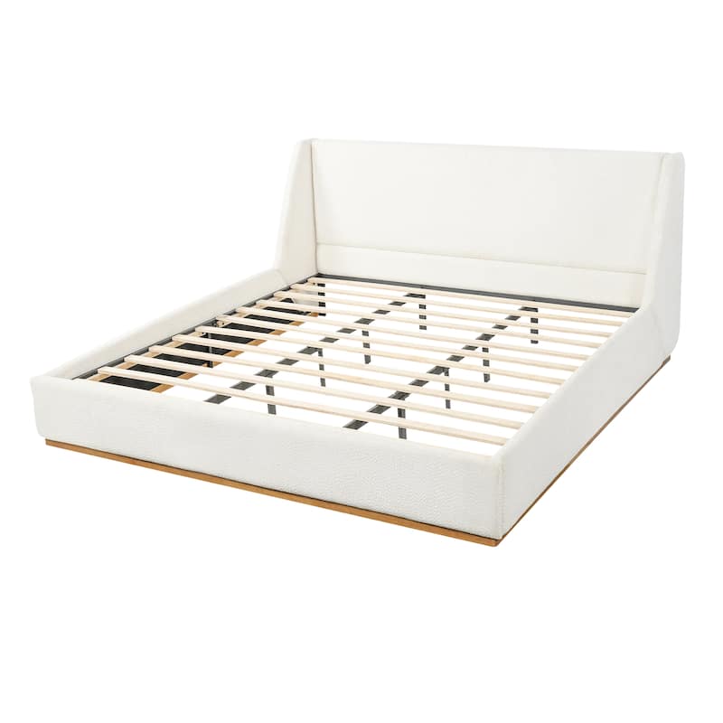 Christopher Knight Home - Modern Upholstered Boucle Platform Bed with Wingback Headboard