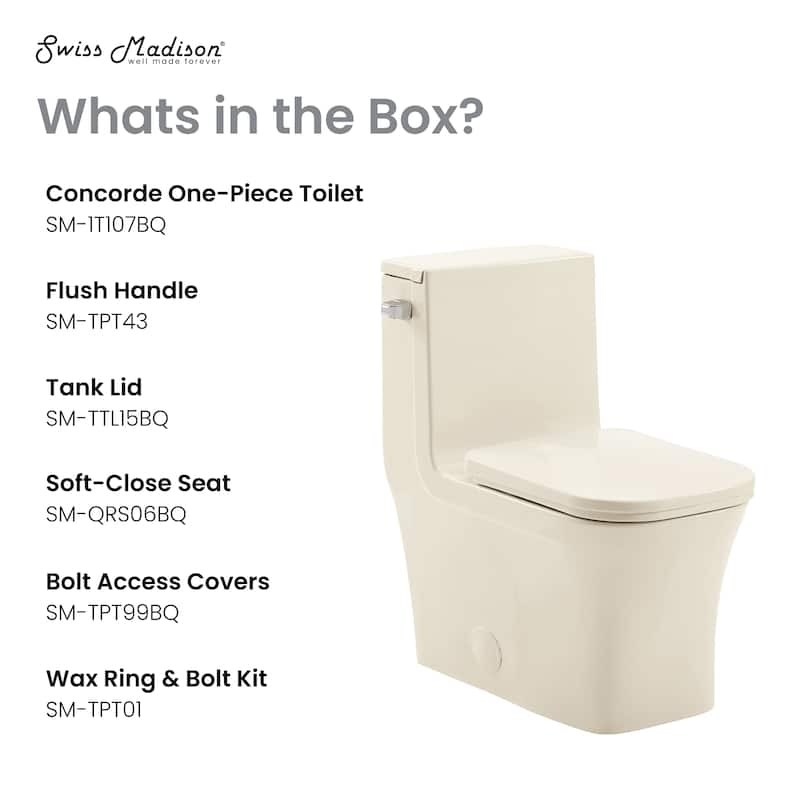 Bastille One Piece Square Left Side Flush Handle Toilet 1.28 Gpf In Bisque - 26.05" x 14" 29.25"