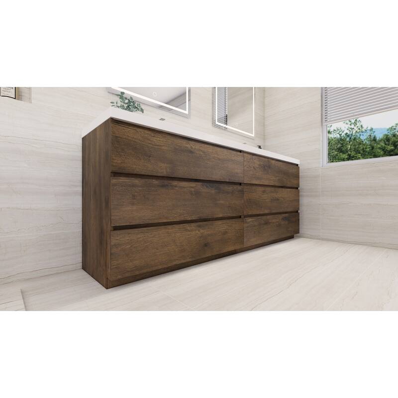 Aron 84'' Freestanding Vanity with Double Reinforced Acrylic Sink