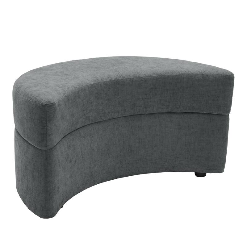 Chenille Half Moon Storage Ottoman(Set of 2)