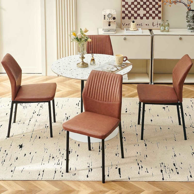 Howtai Upholstered Dining Chair Faux Leather,Metal Legs