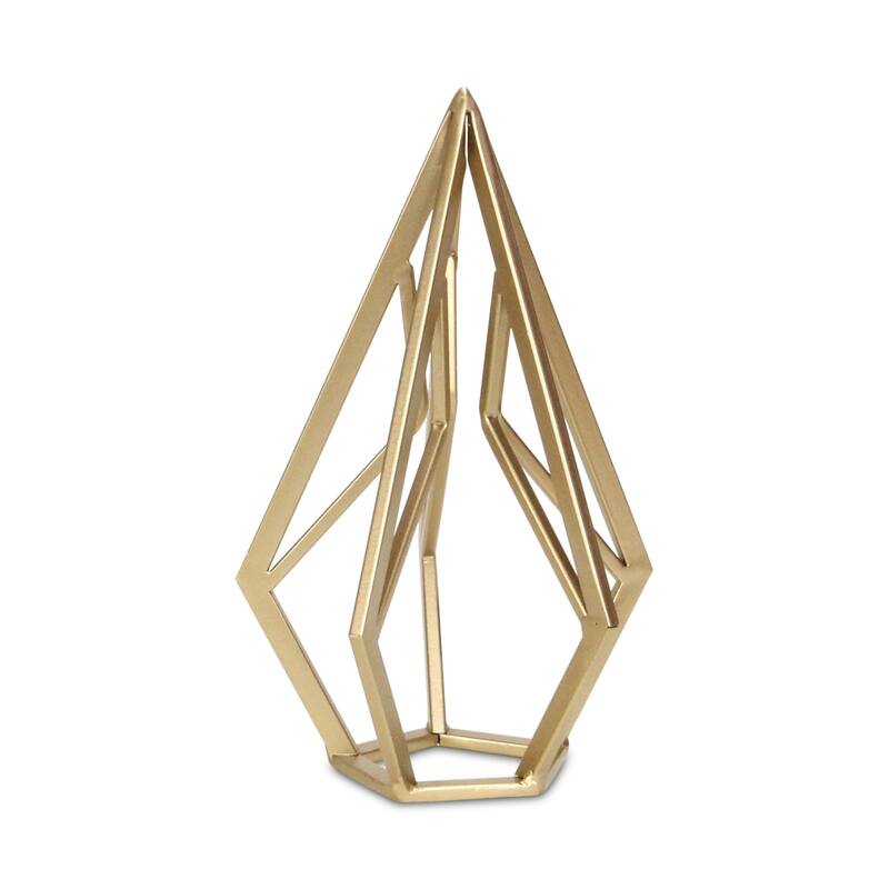 HomeRoots 10" Gold Metal Open Geometric Tabletop Sculpture - 6.25 in. x 10.25 in. x 6.00 in.