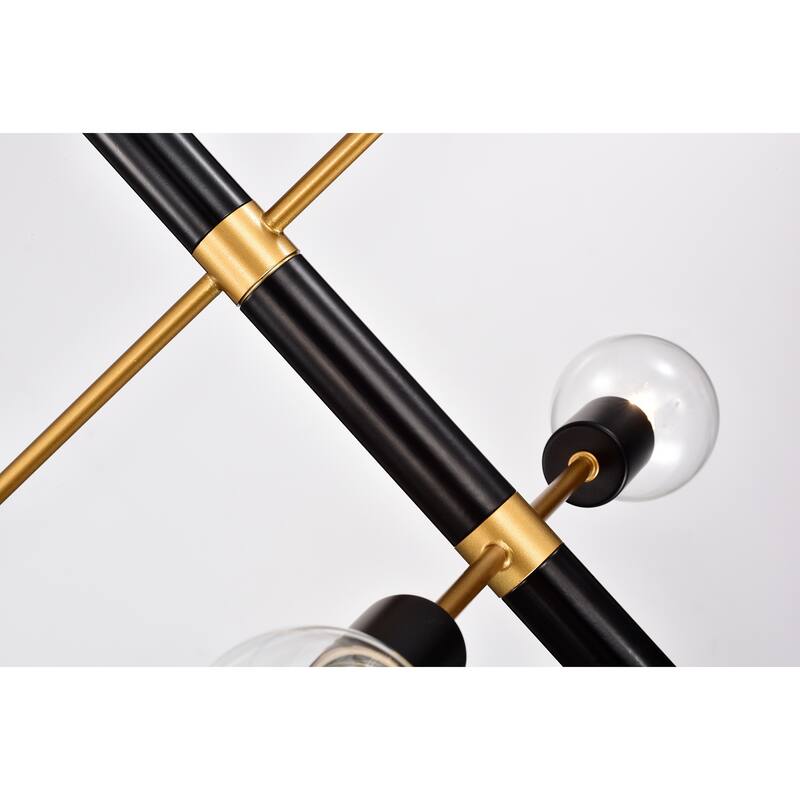 Allisa Matte Gold + Matte Black 4-Light Metal Linear Chandelier