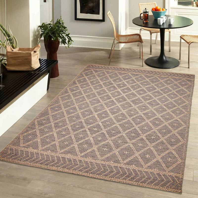 ECARPETGALLERY Braid weave Sienna Taupe Wool Rug - 6'0 x 8'9