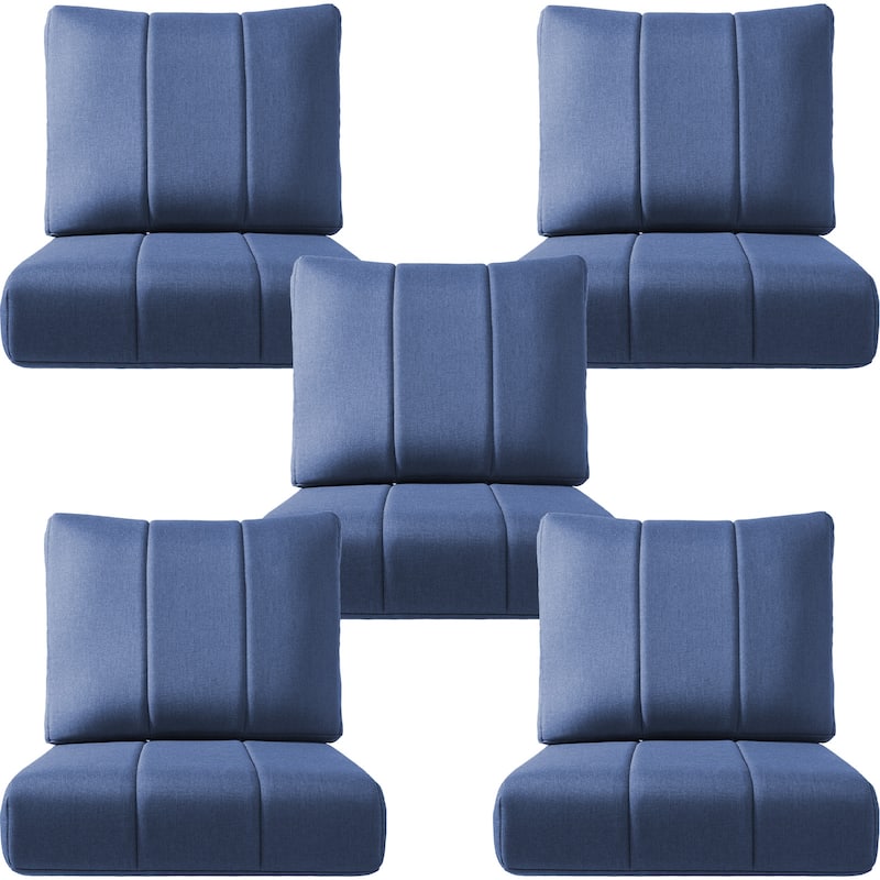 Ivora 24" W x 24" D x 6" T Water & Fade Resistant Outdoor Lounge Chair Replacement Cushion Set - 5 Sets - Navy Blue