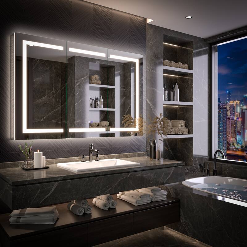 Modland 48"-72"W x 36"H Lighted Bathroom Medicine Cabinet with Backlit & Frontlit Modes,Anti-Fog