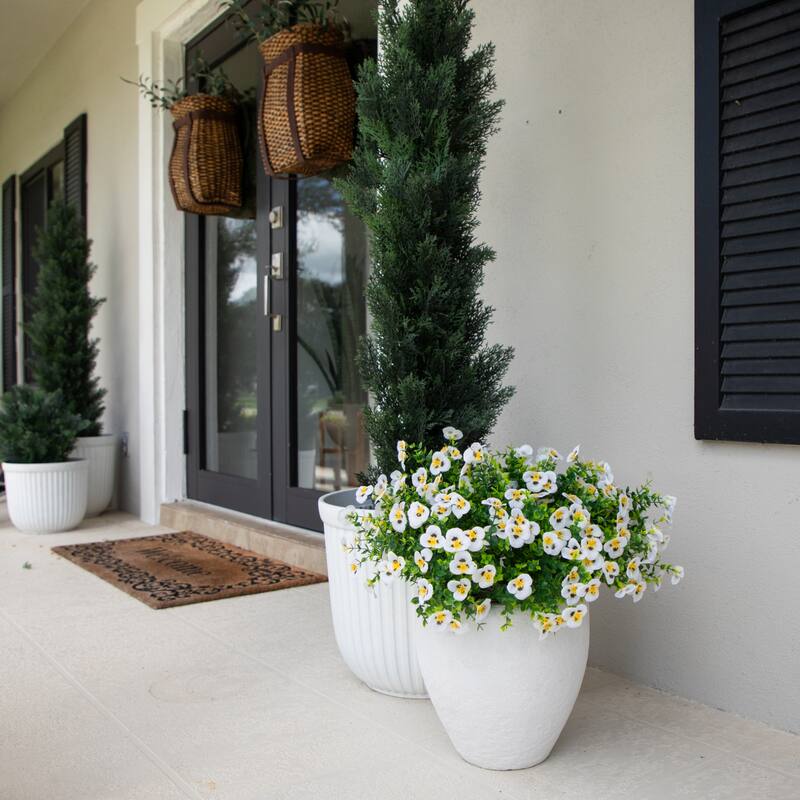 13-in UV Resistant Artificial Pansy Bush (Indoor/Outdoor) - Set of 12
