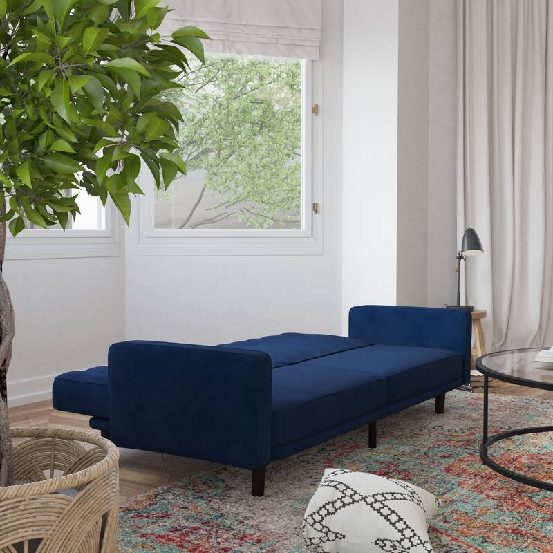 Convertible Split Back Futon Sofa Sleeper with Wooden Legs