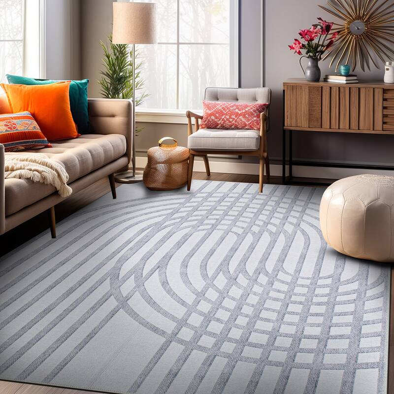 Contemporary Lines Machine Washable Area Rug
