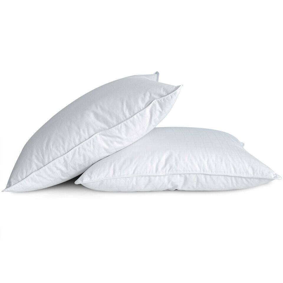 Set of 2 White Goose Down Bed Pillows with Down Filling On Sale Bed