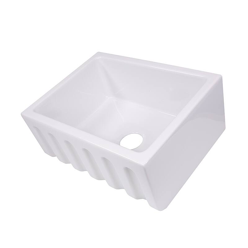 Highpoint Collection 24-inch Single Bowl Reversible Fireclay Farmhouse Kitchen Sink