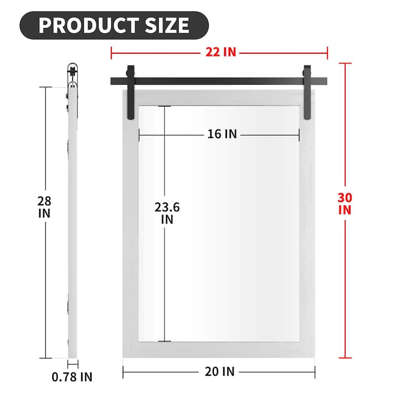 Farmhouse Barn Door Solid Wood Frame Bathroom Vanity Wall Mirror