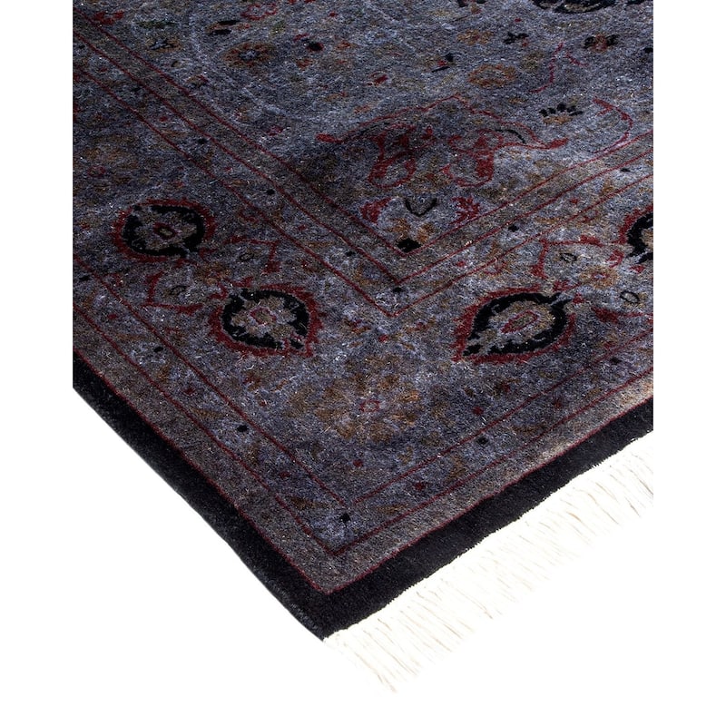 Overton Hand Knotted Wool Vintage Inspired Modern Contemporary Overdyed Gray Area Rug - 4' 8" x 6' 8"
