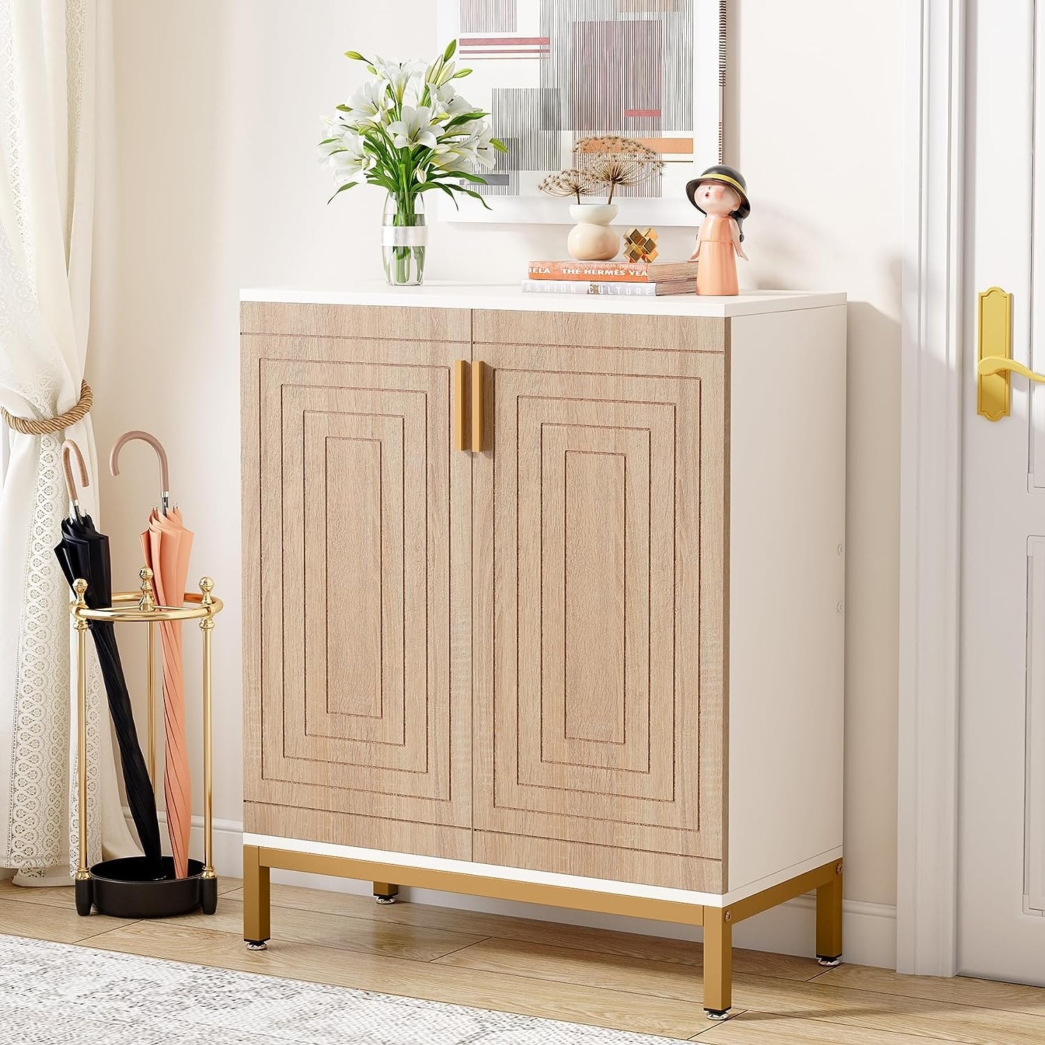 Shoe storage top cabinet for entryway