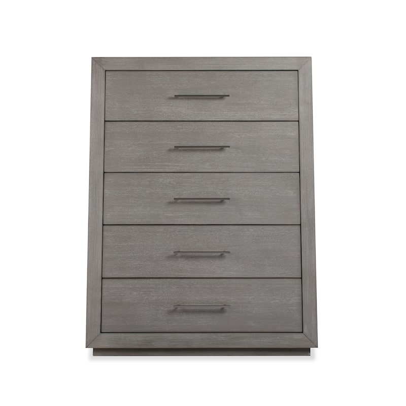 Nels 53 Inch Tall Dresser Chest, 5 Drawers with Elongated Handles, Gray