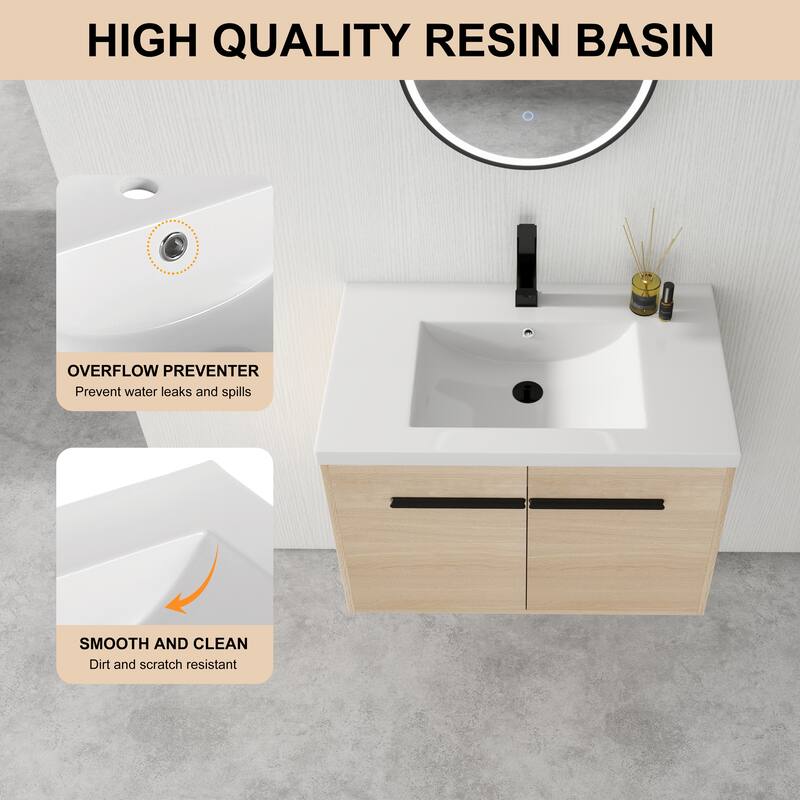 BNK 16"/20"/24"/30"/36" Single Sink Bathroom Vanity with Soft Close Door and Shelf