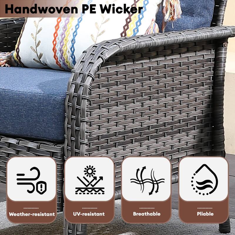 XIZZI 3-Piece Outdoor Wicker Patio Chair Set with Side Table