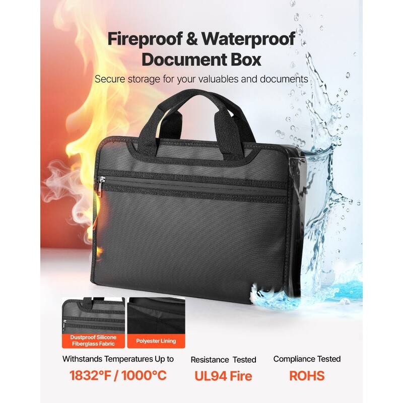 Fireproof and Waterproof Document Bag 12-Page Accordion Style File Organizer for Home and Office