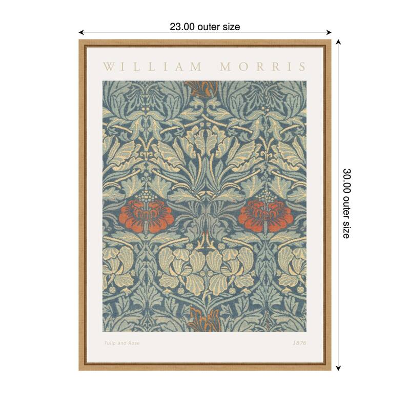 Kate and Laurel Sylvie Poster William Morris Tulip and Rose 1876 Framed Canvas by The Art Institute of Chicago