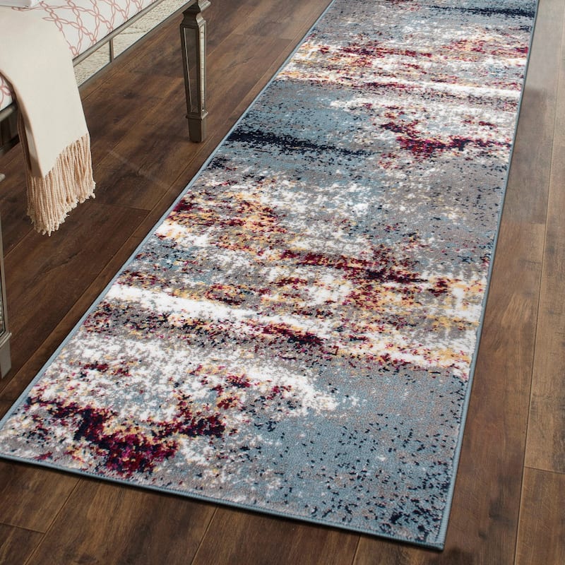 World Rug Gallery Distressed Abstract Watercolor Area Rug
