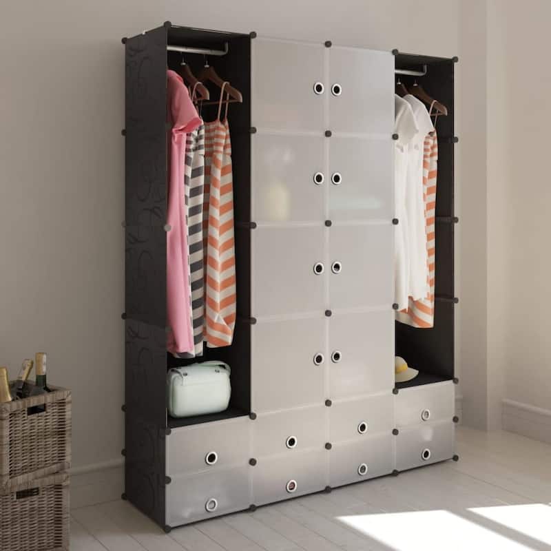 vidaXL Modular Cabinet with Compartments Storage Organizer for Living Room - Black 14.6" x 57.5" x 71.1"